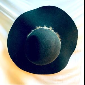 Top Shop Feather Black Wide Brim Hat